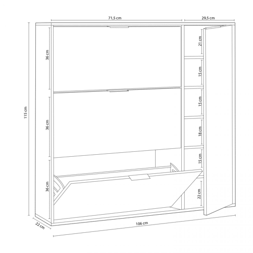 Sapateira Eris 4 Portas Artik White (Branco mate) - Carvalho canadiano 106 x 115 x 22 cm