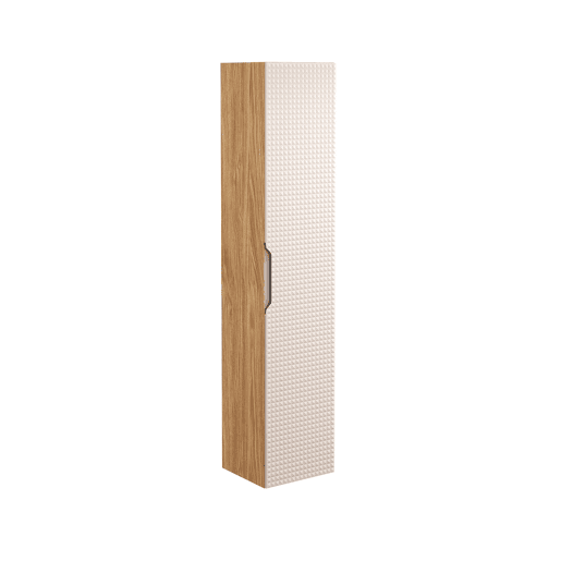 Conjunto móvel lavatório duplo 120 cm e coluna Mallory Bege e madeira