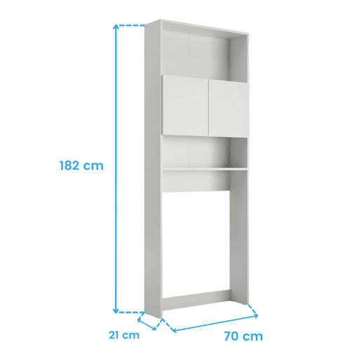 Prateleira de banheiro estilo contemporâneo Lois em melamina branca com 2 portas e 2 prateleiras