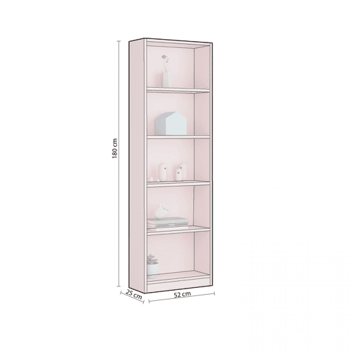 Estante de juventude Smile Rosa nuvem 52 x 180 x 25 cm