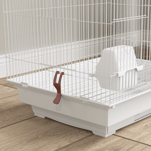 PawHut Gaiola para Passáros Gaiola de Metal com Múltiplas Portas 4 Comedouros 3 Poleiros Baloiço Escadas e Bandeja Removível para Periquitos Canários 46x36x100 cm Branco