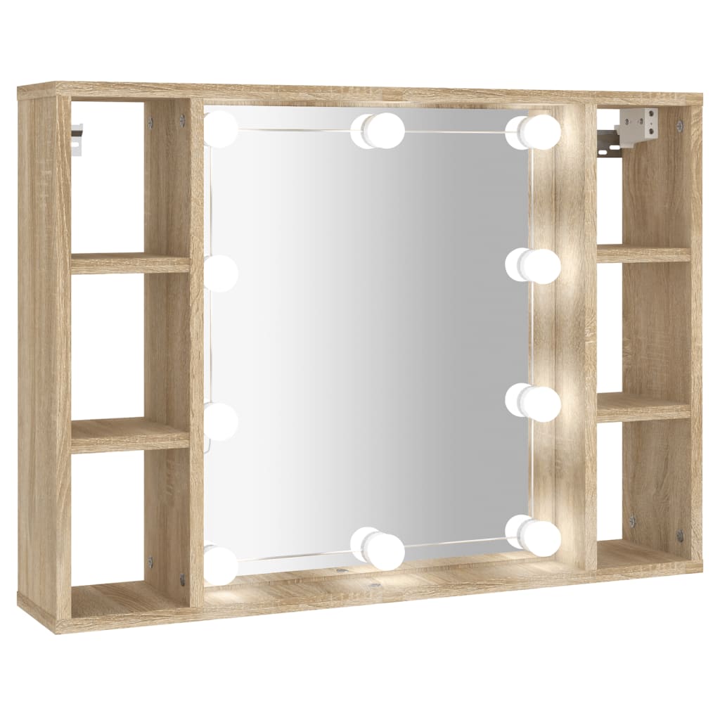 Vidaxl mueble con espejo y luces led roble sonoma 76x15x55 cm