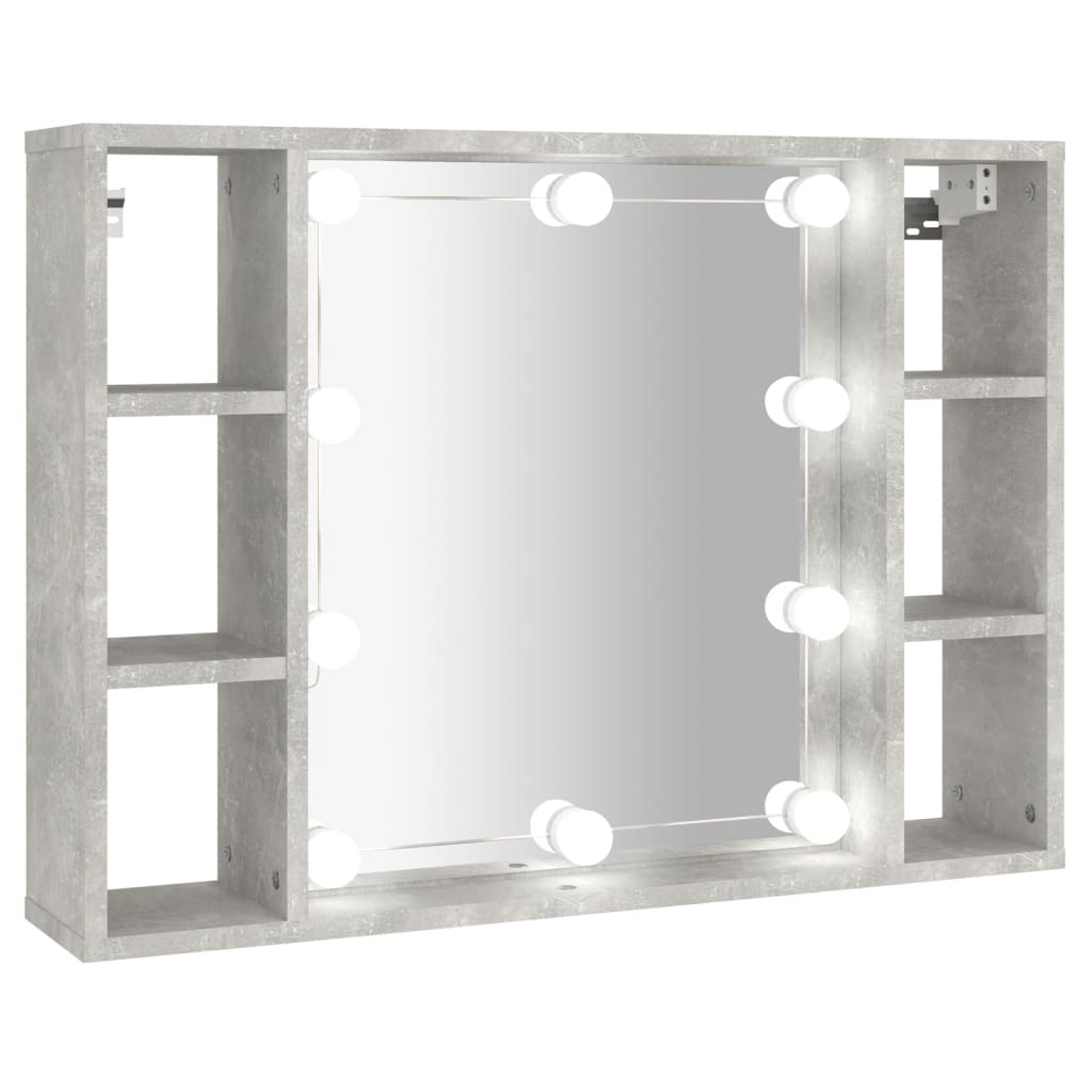 Vidaxl mueble con espejo y luces led gris hormigón 76x15x55 cm
