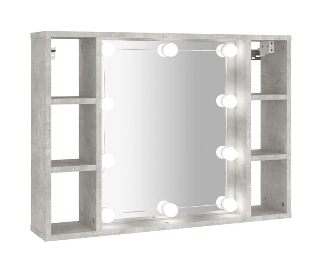 Vidaxl mueble con espejo y luces led gris hormigón 76x15x55 cm