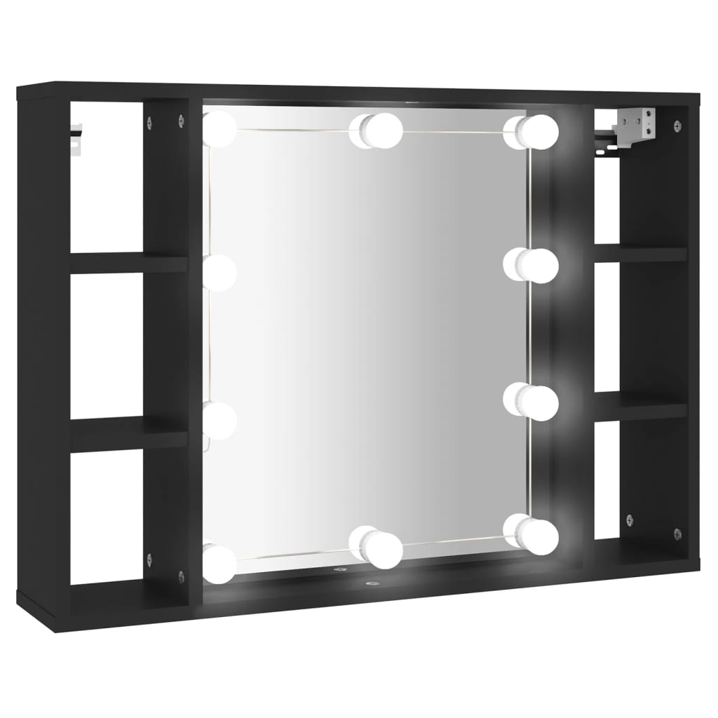 Vidaxl mueble con espejo y led negro 76x15x55 cm