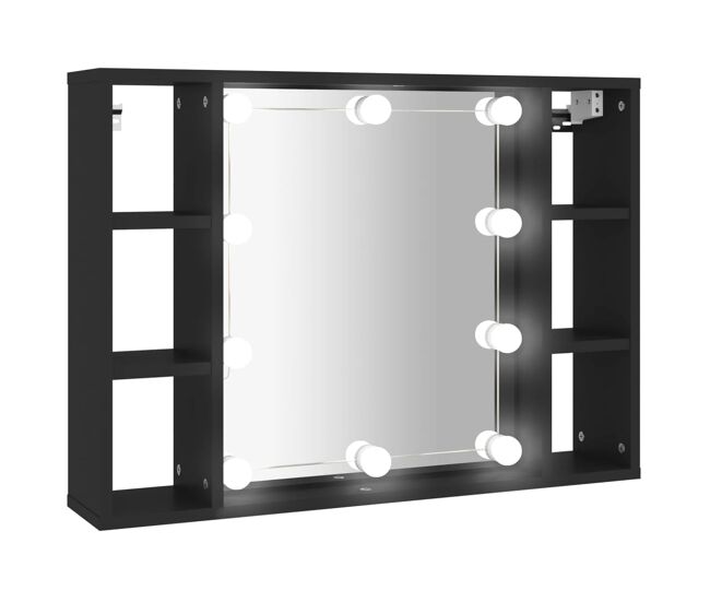 Vidaxl mueble con espejo y led negro 76x15x55 cm
