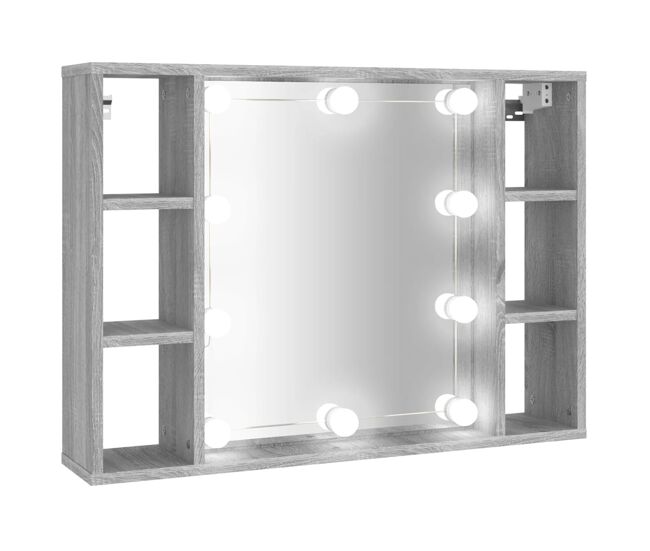 Vidaxl mueble con espejo y led color gris sonoma 76x15x55 cm