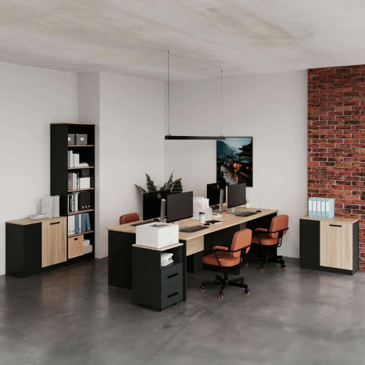 Estante industrial para escritório Nibis com 6 prateleiras em carvalho Sonoma e cinza antracite, 60x223x40 cm