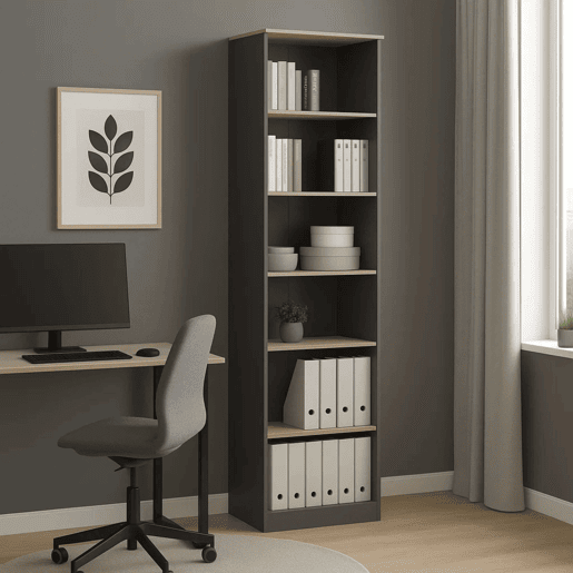 Estante industrial para escritório Nibis com 6 prateleiras em carvalho Sonoma e cinza antracite, 60x223x40 cm
