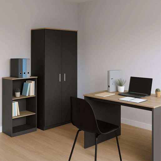 Unidade de estante auxiliar de escritório Nibis com 3 prateleiras em carvalho Sonoma e cinza antracite 60x116x40 cm