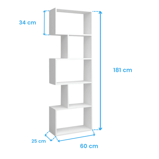 Estante Neon Branco Fosco com 5 Prateleiras, 181x60x25 cm Estante Neon Branco Fosco com 5 Prateleiras, 181x60x25 cm