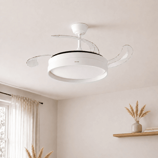 Ventoinha de Teto com Luz LED e 4 Pás Retráteis Keteez InnovaGoods Branco 72 W Ø49-104 cm