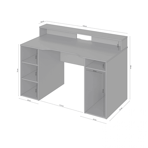 Mesa de escrita Galax Antracite 136 x 88 x 67 cm