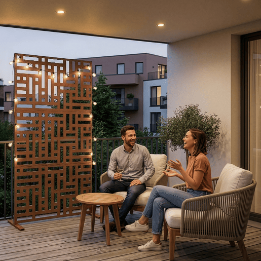 Parede divisória Bernalda aço 180x90cm - Marrom enferrujado casa.pro