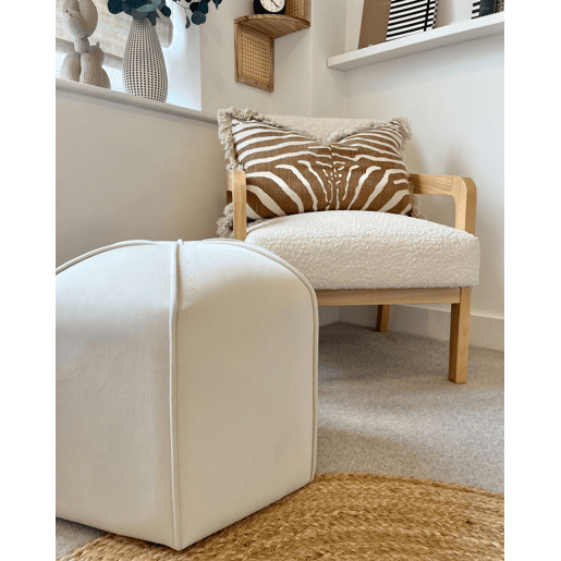 Pufe WISHEK Veludo Creme claro 45 cm 45 cm 42 cm