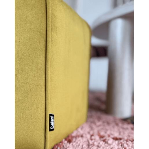 Pufe WISHEK Veludo Amarelo 45 cm 45 cm 42 cm