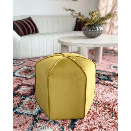 Pufe WISHEK Veludo Amarelo 45 cm 45 cm 42 cm