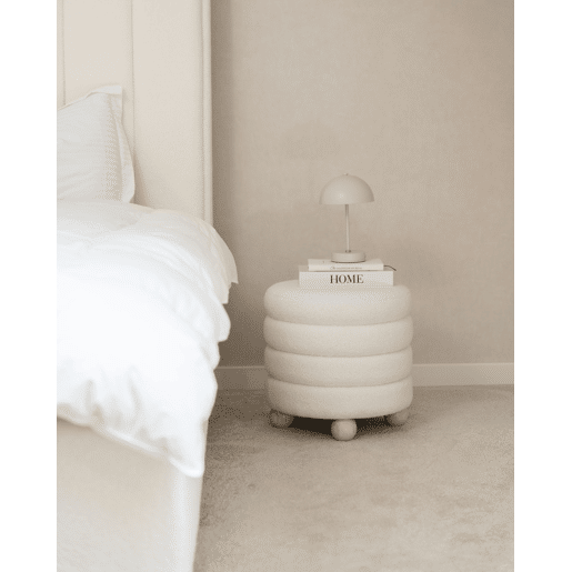 Pufe CHILLY Bouclé Branco creme 42 cm 42 cm 41 cm