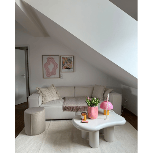 Pufe SEDONA Linho sintético Creme 40 cm 40 cm 43 cm