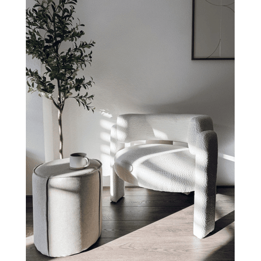Pufe SEDONA Linho sintético Creme 40 cm 40 cm 43 cm