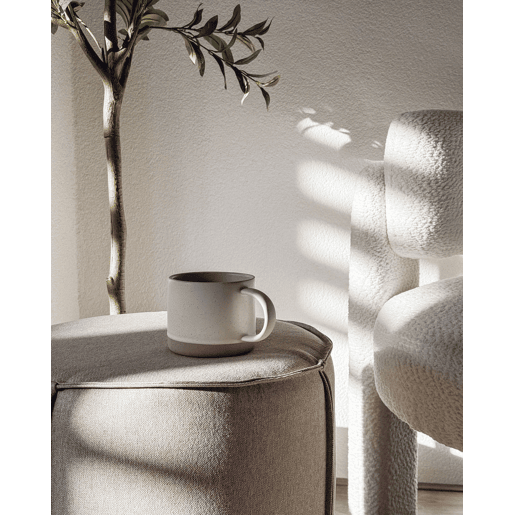 Pufe SEDONA Linho sintético Creme 40 cm 40 cm 43 cm
