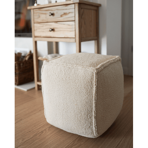 Pufe ALIPUR Bouclé Castanho claro 40 cm 40 cm 40 cm