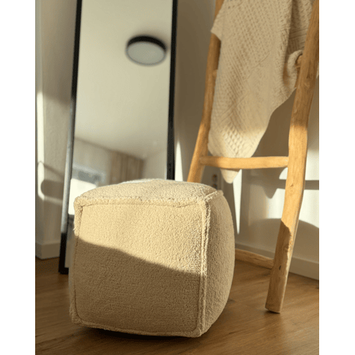 Pufe ALIPUR Bouclé Castanho claro 40 cm 40 cm 40 cm
