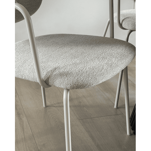 Conjunto de 2 cadeiras de jantar CARILLE Chenille Creme claro Conjunto de 2 cadeiras de jantar CARILLE Chenille Creme claro