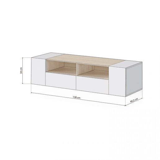 Módulo Nima TV Artik White (Branco mate) - Carvalho canadiano 138 x 34 x 40,2 cm