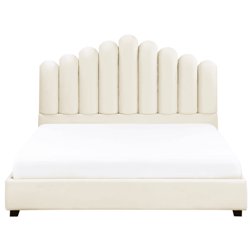 Cama Veludo VINCENNES 160 x 200 cm Branco creme