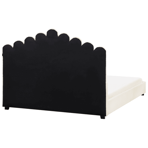 Cama Veludo VINCENNES 160 x 200 cm Branco creme