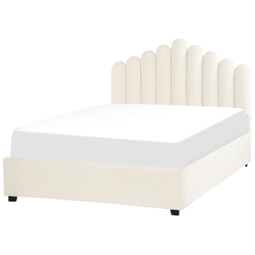Cama Veludo VINCENNES 140 x 200 cm Branco creme