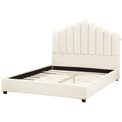 Cama Veludo VINCENNES 140 x 200 cm Branco creme