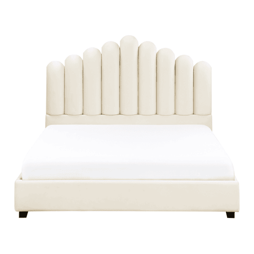 Cama Veludo VINCENNES 140 x 200 cm Branco creme