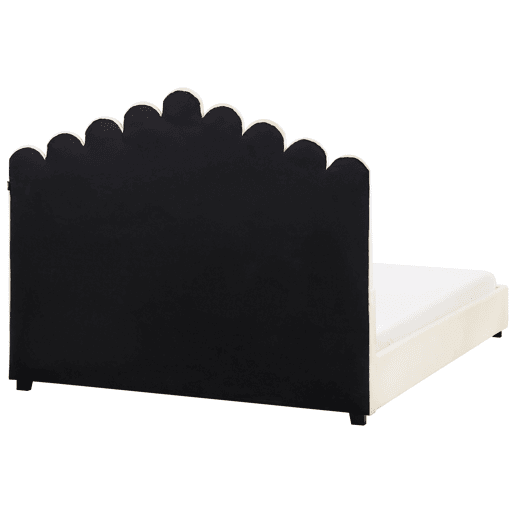 Cama Veludo VINCENNES 140 x 200 cm Branco creme