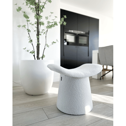 Pufe Tufado RIDDLE Bouclé Branco creme 57 cm 38 cm 46 cm