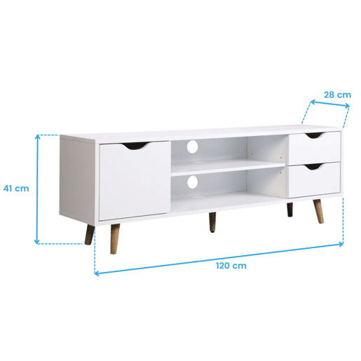 Móvel TV Fiano em branco 120x41x28 cm Móvel TV Fiano em branco 120x41x28 cm