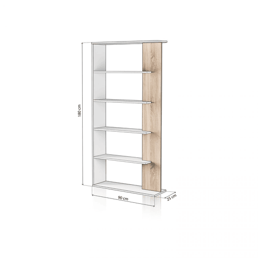 Prateleira Opal Artik White (Branco mate) - Carvalho canadiano 90 x 180 x 25 cm