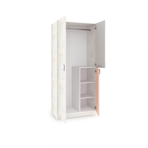 Guarda-roupa dos jovens do Kenia Alps White - Rosa e cinzento 90 x 200 x 52 cm