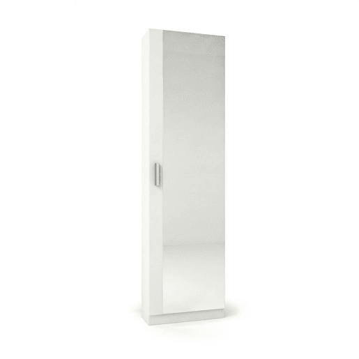 Sapateira com espelho Roma Branco brilhante 50 x 180 x 20 cm