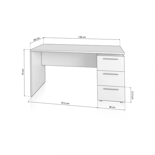 Mesa de escrita Sasha Artik White (Branco mate) 138 x 74 x 60 cm