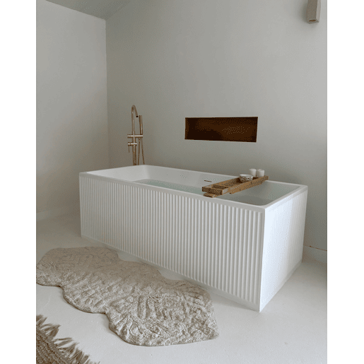 Tapete casa de banho CANBAR Creme claro 150 x 60 cm Algodão