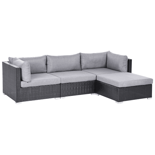 Conjunto de sofás de jardim de canto 4 lugares SANO à esquerda Preto