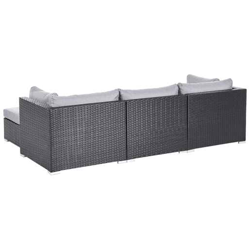 Conjunto de sofás de jardim de canto 4 lugares SANO à esquerda Preto