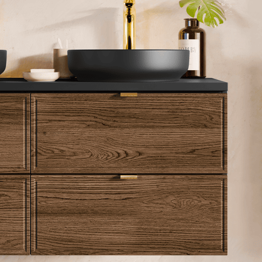 Móvel de lavatório duplo 120cm Elena Madeira e preto