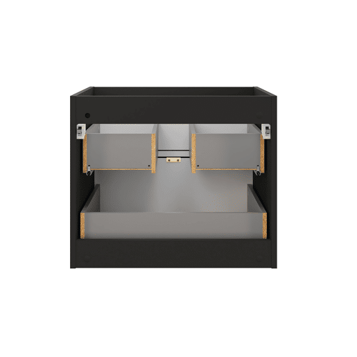 Conjunto móvel lavatório simples encastrável 60cm coluna e espelho Elena Madeira e preto