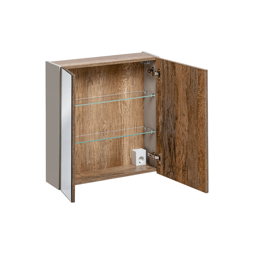 Conjunto móvel lavatório individual 60cm coluna armário mural Éros Taupe