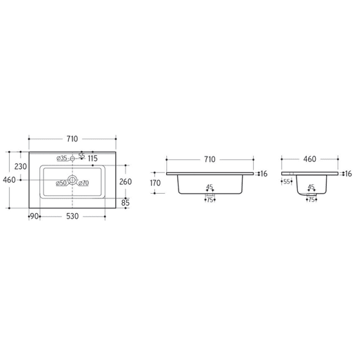 Conjunto móvel simples lavatório encastrado 70cm e coluna Mallory Bege e madeira