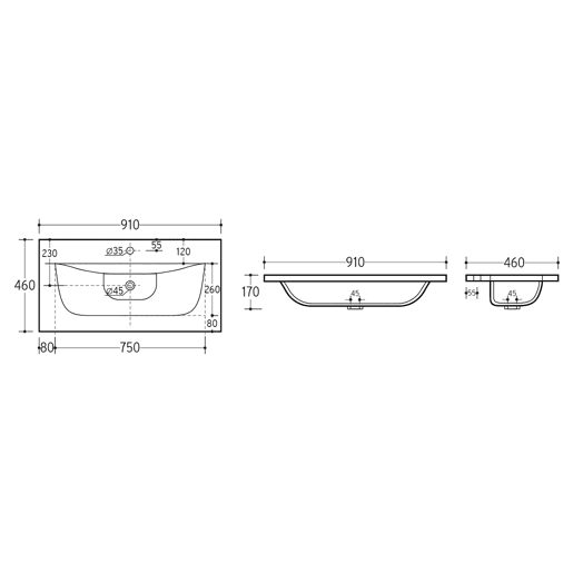 Conjunto móvel lavatório individual embutido 90 cm e coluna Mallory Bege e madeira