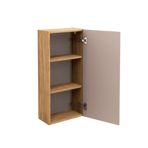Conjunto móvel lavatório individual 90 cm coluna e 2 meias-colunas Mallory Bege e madeira